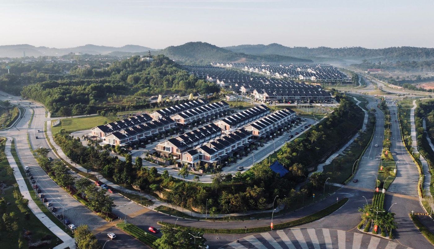 Aerial view of a modern residential development